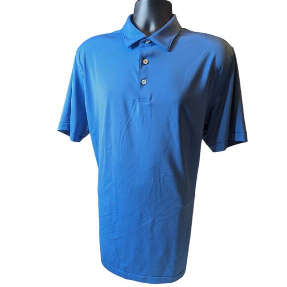 Peter Millar Polo Summer Comfort Mens Large Blue Striped Short Sleeve Golf Shirt - Picture 4 of 9